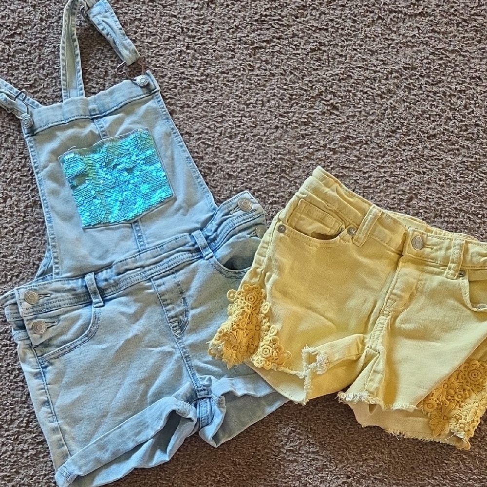 Cat & Jack Light Blue Denim Overalls Jean Shorts